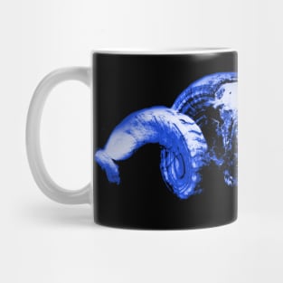 Ram Skull Blue Mug